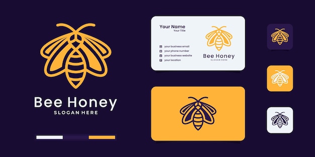 Logotipo de abeja de miel con inspiración de diseño de logotipo de estilo de contorno único.