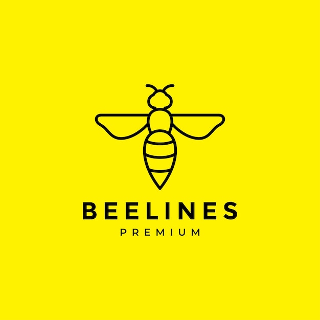 Logotipo de abeja de miel minimalista moderno de líneas