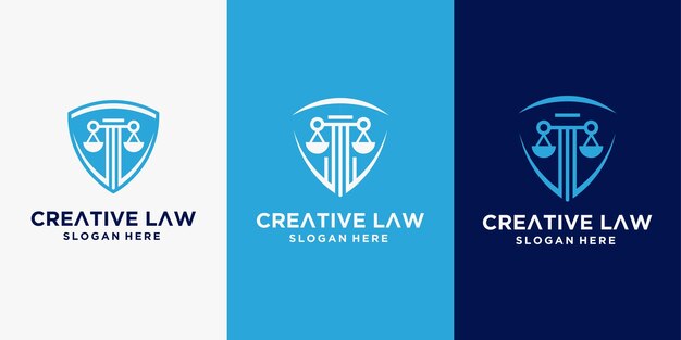 Logotipo de abogado creativo logotipo de justicia logotipo de bufete de abogados logotipo de empresa de abogado en vector de color de lujo