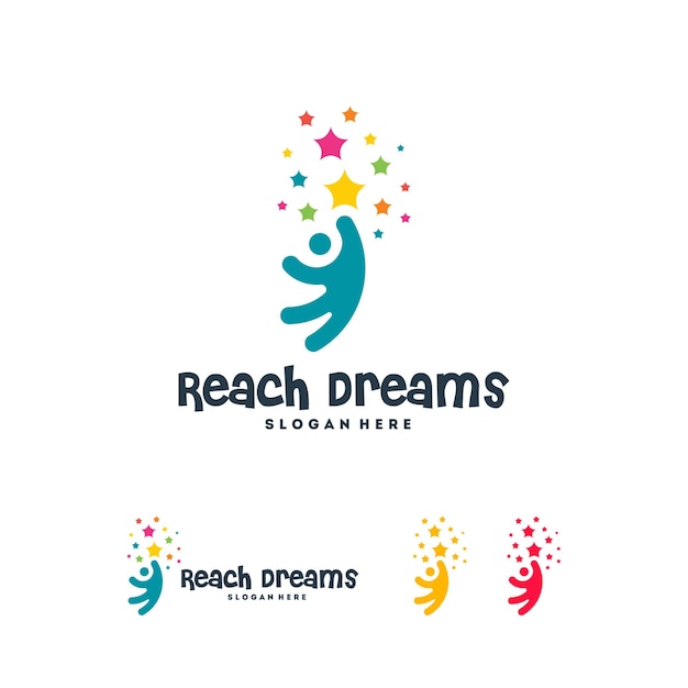 Logotipo de Abstract Circle Child Dreams, plantilla de logotipo de educación infantil, símbolo de estrella de alcance