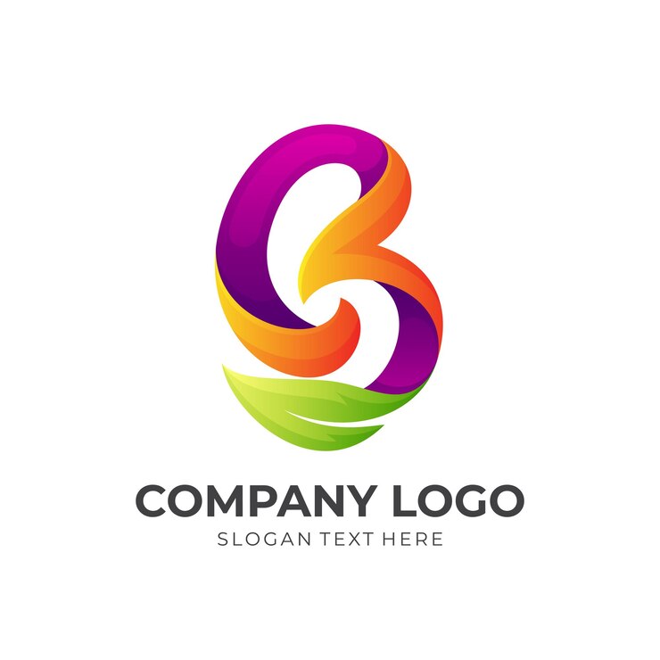 Vector logotipo abstracto b con combinación de icono de hoja, estilo colorido 3d