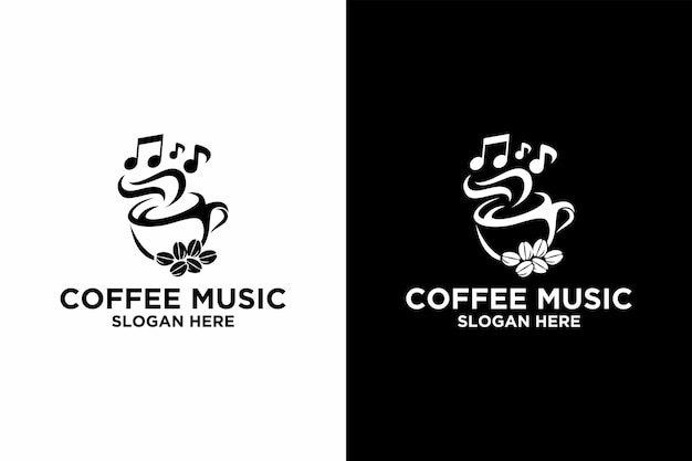 Logotipo abstracto de café y música.