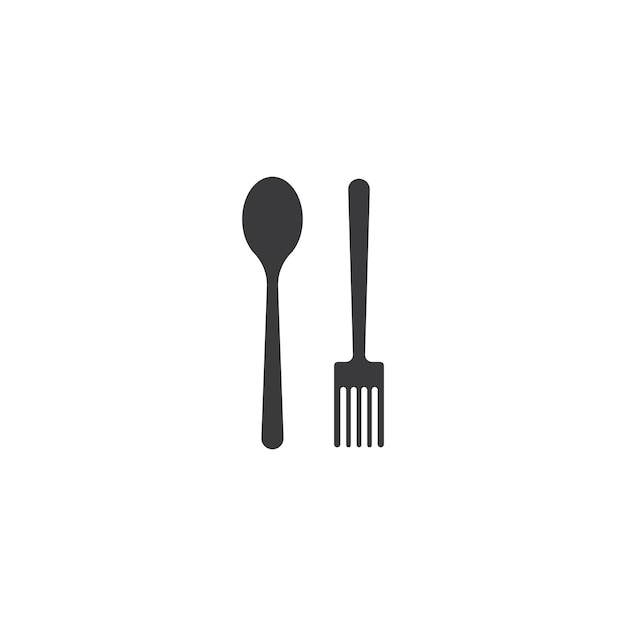 Logotipo abstracto de una cafetería o restaurante Un cuchillo de cuchara y un tenedor en un plato