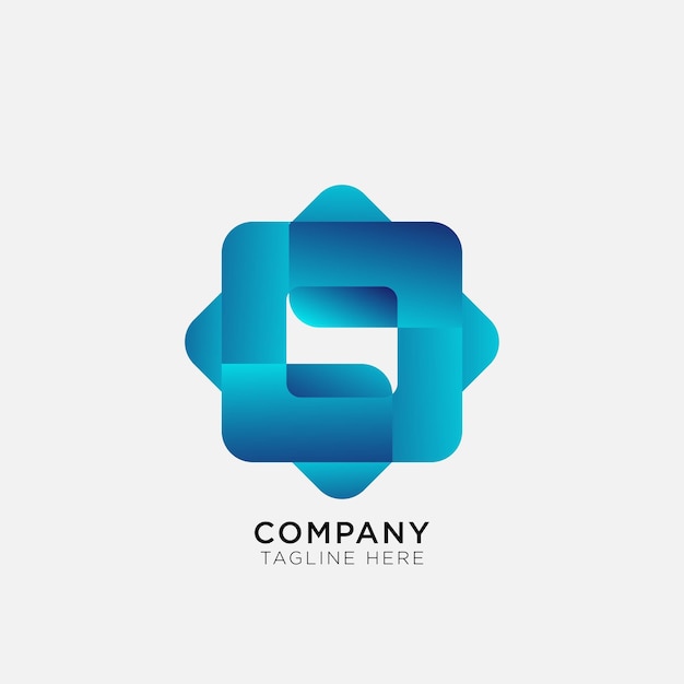 Logotipo abstracto con caja cuadrada cortada adecuada para la empresa