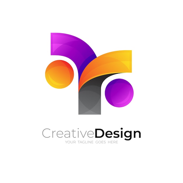 Logotipo de Y abstracto con caridad de diseño de personas, estilo 3d