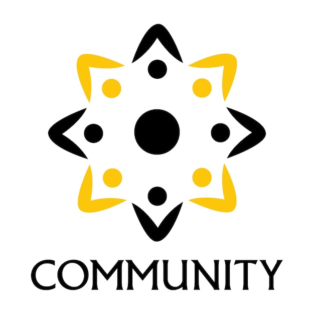 Logotipo abstracto de la comunidad Logotipo de la gente feliz Símbolo de trabajo en equipo Logotipo social Icono de la gente de asociación