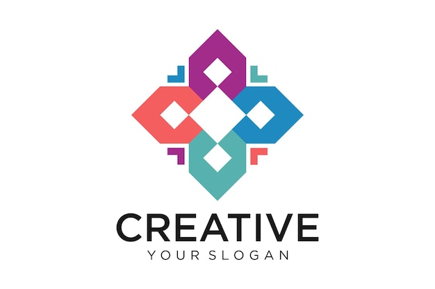 Logotipo abstracto cuadrados multicolores para el diseño de la empresa
