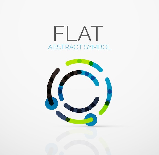 Logotipo abstracto diseño plano lineal minimalista Business hitech símbolo geométrico líneas de segmentos multicolores