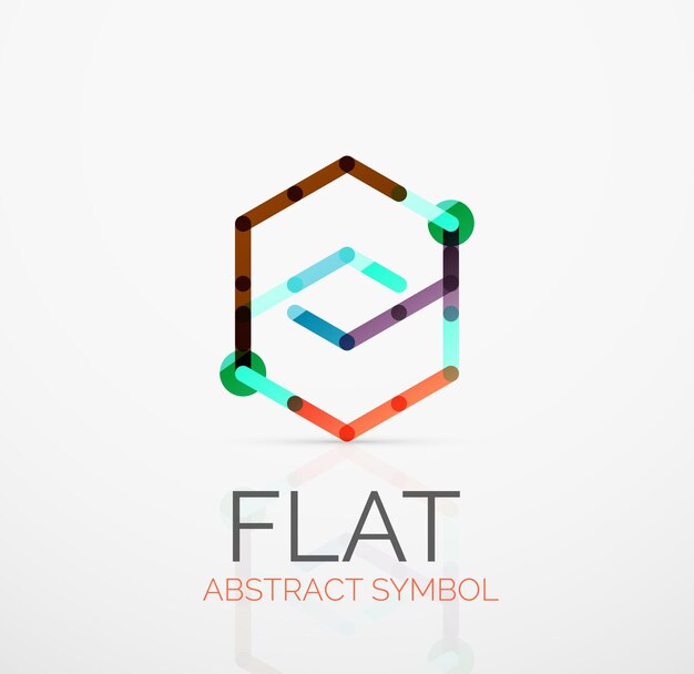 Logotipo abstracto diseño plano lineal minimalista Business hitech símbolo geométrico líneas de segmentos multicolores