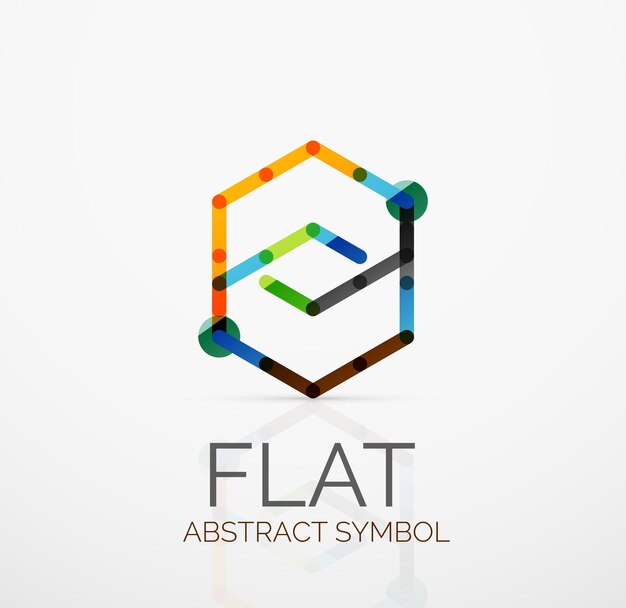 Logotipo abstracto diseño plano lineal minimalista Business hitech símbolo geométrico líneas de segmentos multicolores