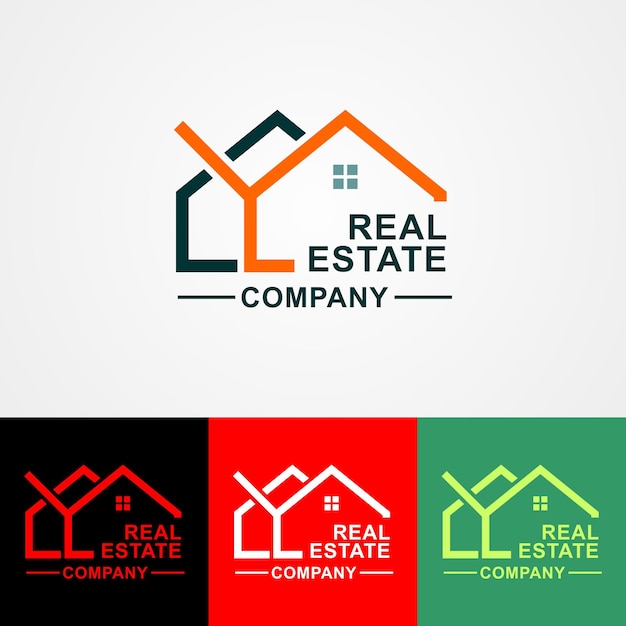 Logotipo abstracto de la empresa inmobiliaria. Plantilla de logotipo de diseño, con iconos de casa y ventana