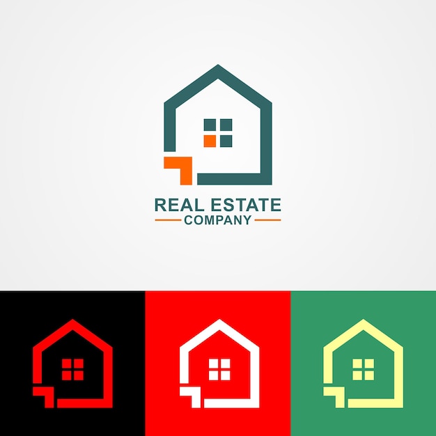 Logotipo abstracto de la empresa inmobiliaria. Plantilla de logotipo de diseño, con iconos de casa y ventana