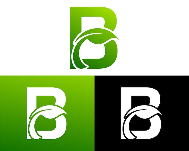 Logotipo abstracto de la hoja verde de la letra B