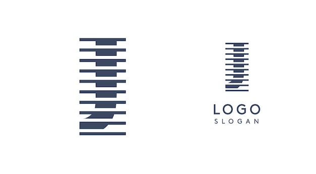 Logotipo abstracto de letra b con líneas horizontales logotipo con efecto a rayas para empresas creativas