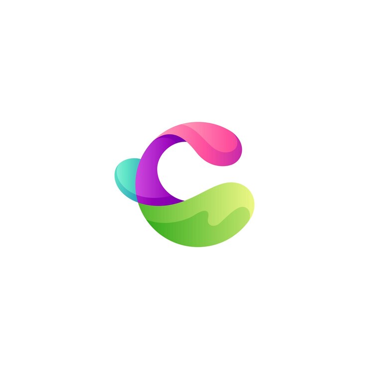 Vector logotipo abstracto de la letra c con estilo de diseño 3d colorido