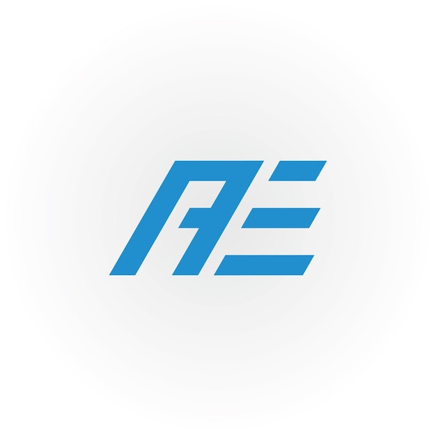 Logotipo abstracto de la letra inicial ae o ea en color azul aislado en fondo blanco