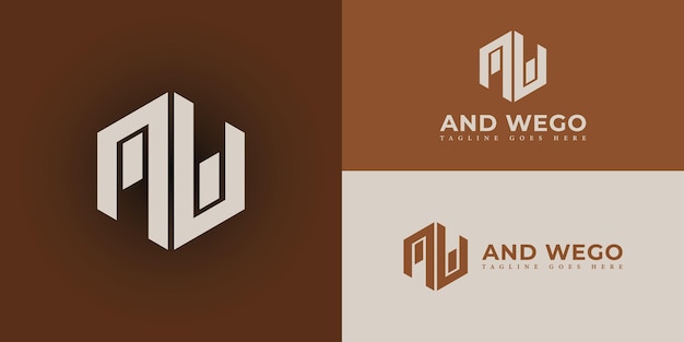 Logotipo abstracto de la letra inicial AW o WA en color blanco aislado en múltiples colores de fondo