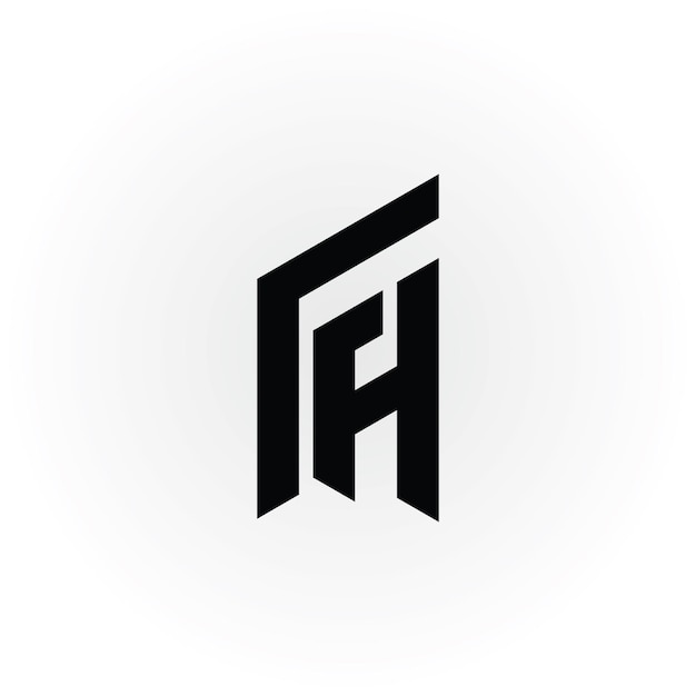 Logotipo abstracto de la letra inicial FH o HF en color negro aislado en fondo blanco