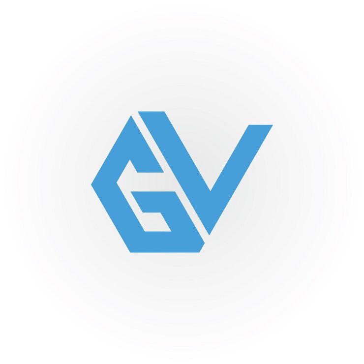 Vector logotipo abstracto de la letra inicial gv o vg en color azul aislado en fondo blanco