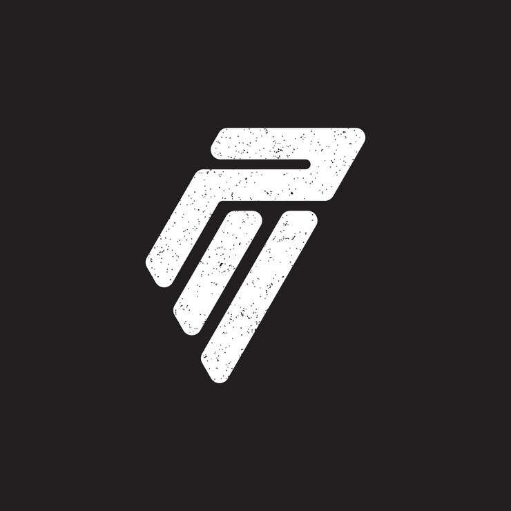 Vector logotipo abstracto de la letra inicial pm en color blanco aislado en fondo negro