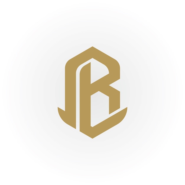 Logotipo abstracto de la letra inicial RL o LR en color dorado aislado en fondo blanco