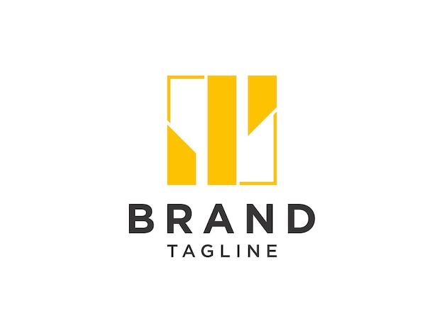 Logotipo abstracto de la letra inicial s. forma geométrica amarilla aislada sobre fondo blanco.
