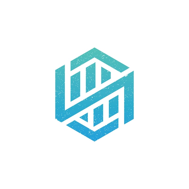 Logotipo abstracto de la letra inicial SN o NS en color azul aislado en fondo blanco