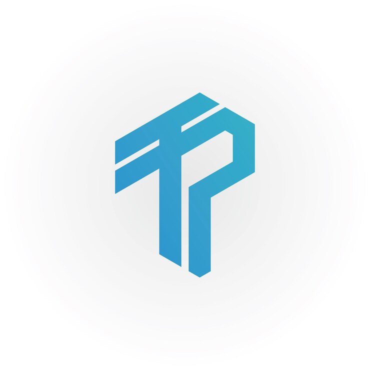 Vector logotipo abstracto de la letra inicial tp o pt en color azul aislado en fondo blanco