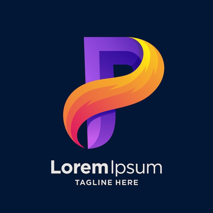 Vector logotipo abstracto de la letra p con estilo colorido