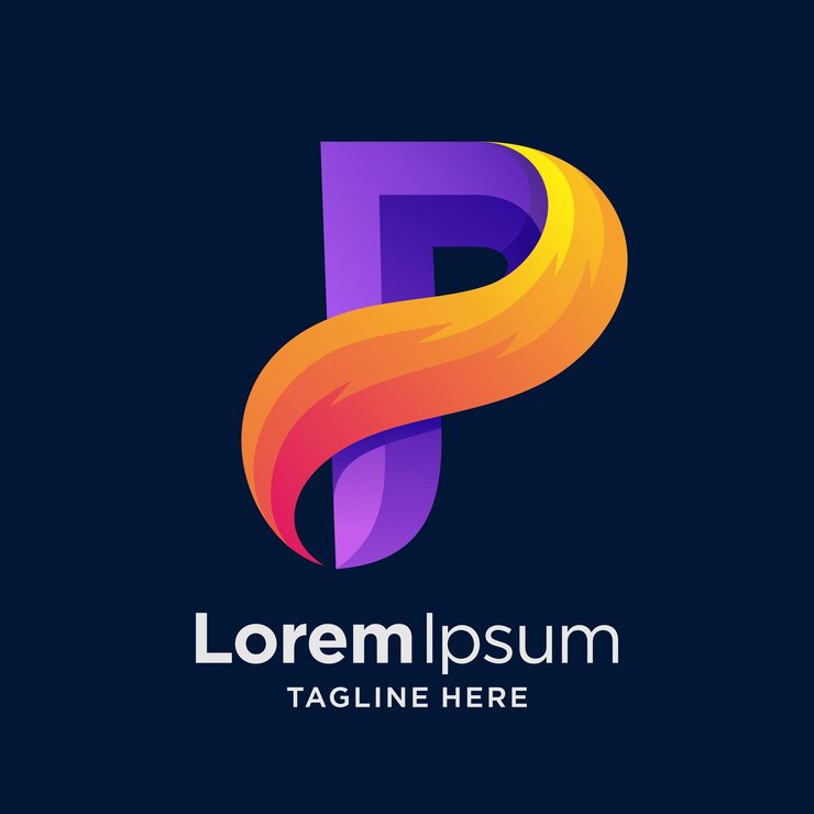 Vector logotipo abstracto de la letra p con estilo colorido