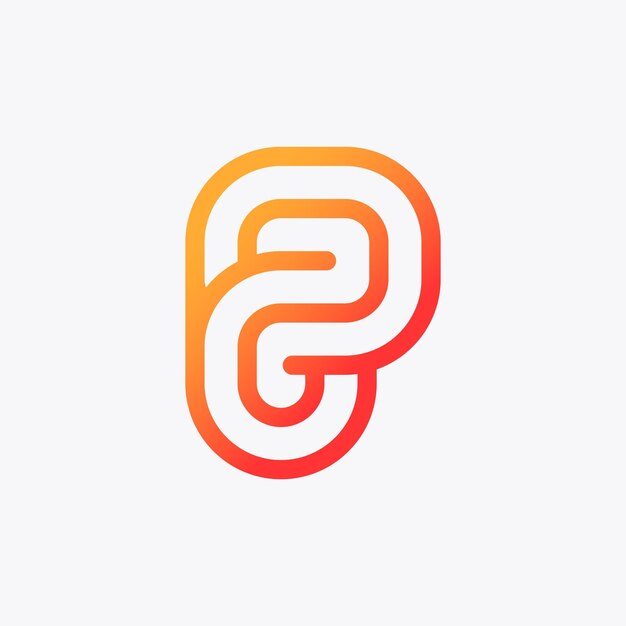 Logotipo abstracto de la letra P pero todavía único y juvenil con líneas redondas que lo forman.