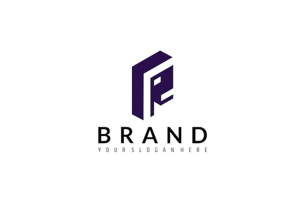 Logotipo abstracto de la letra P con perspectiva 3D