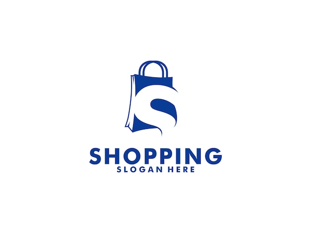 Logotipo abstracto de la letra S combinado con el ícono del logotipo de la tienda de la bolsa de compras Logotipo abstracto de compras en línea