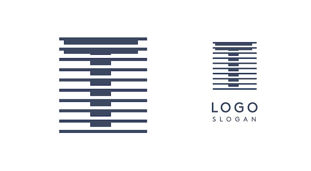 Logotipo abstracto de letra t con líneas horizontales logotipo con efecto a rayas para empresas creativas