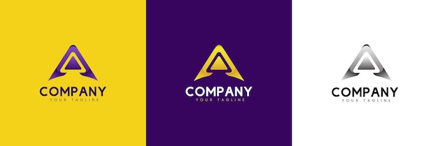 Logotipo abstracto de la letra A con varios colores modernos y futuristas con temas modernos
