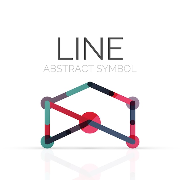 Logotipo abstracto lineal conectado segmentos multicolores de líneas figura geométrica