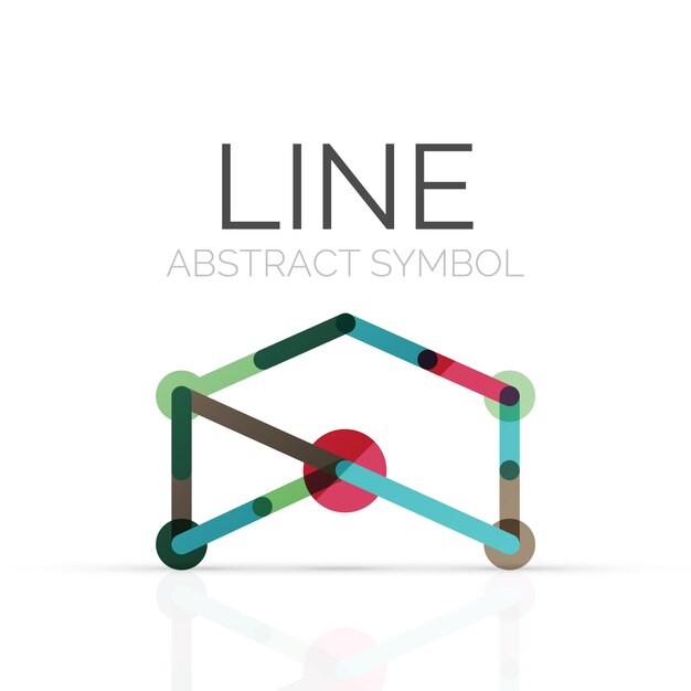 Logotipo abstracto lineal conectado segmentos multicolores de líneas figura geométrica
