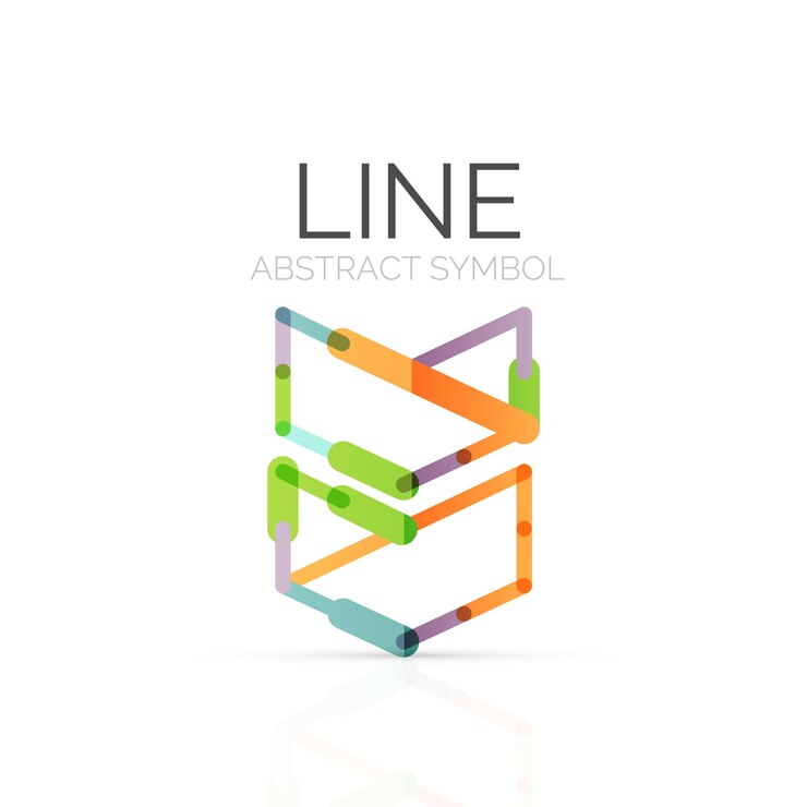 Vector logotipo abstracto lineal conectado segmentos multicolores de líneas figura geométrica