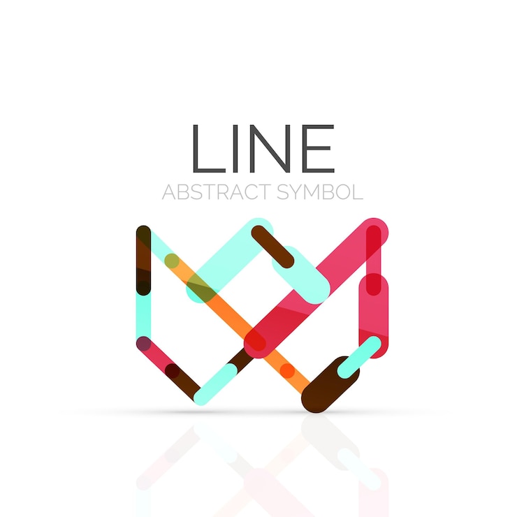 Vector logotipo abstracto lineal conectado segmentos multicolores de líneas figura geométrica
