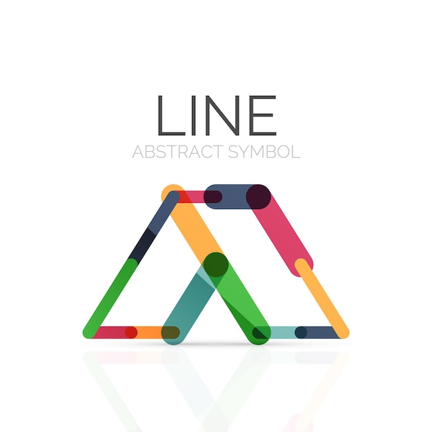 Logotipo abstracto lineal conectado segmentos multicolores de líneas figura geométrica