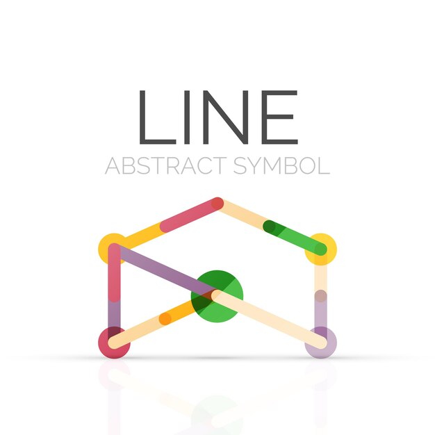 Logotipo abstracto lineal conectado segmentos multicolores de líneas figura geométrica