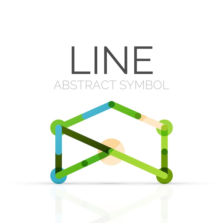 Vector logotipo abstracto lineal conectado segmentos multicolores de líneas figura geométrica