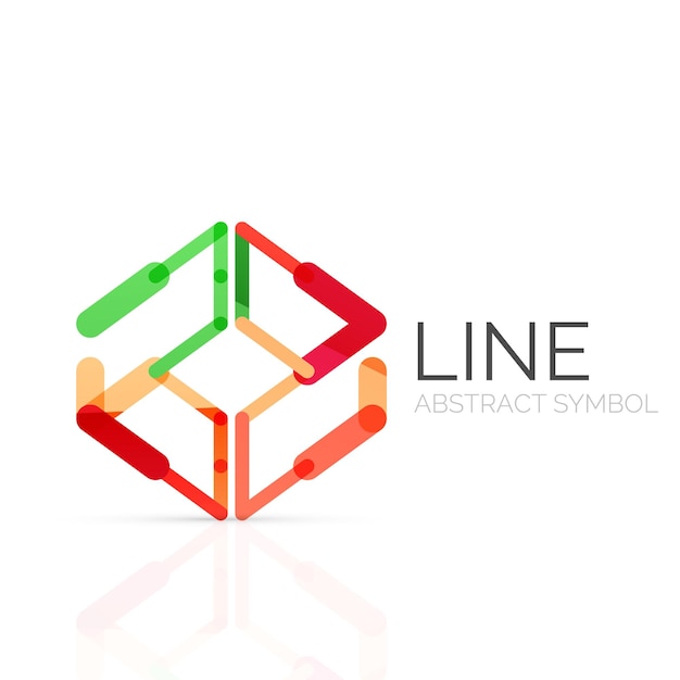 Logotipo abstracto lineal conectado segmentos multicolores de líneas figura geométrica