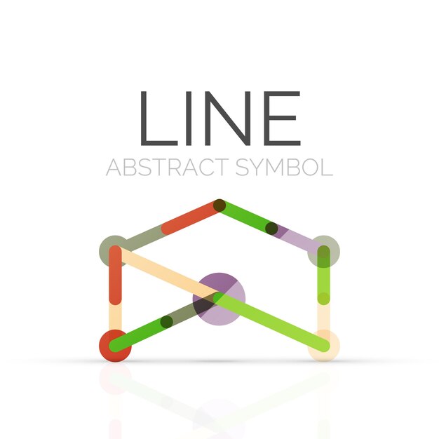 Logotipo abstracto lineal conectado segmentos multicolores de líneas figura geométrica