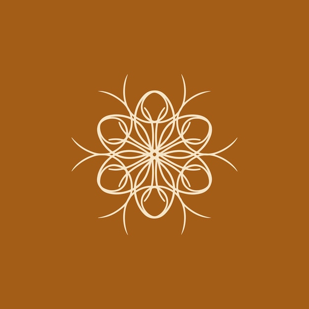 logotipo abstracto de mandala floral en crema y marrón chocolate adecuado para adornos elegantes y lujosos