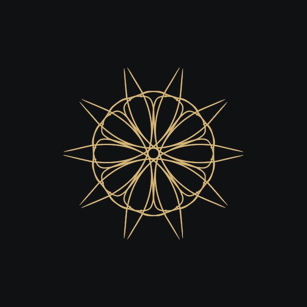 logotipo abstracto de mandala floral dorado y marrón oscuro adecuado para un símbolo ornamental elegante y lujoso