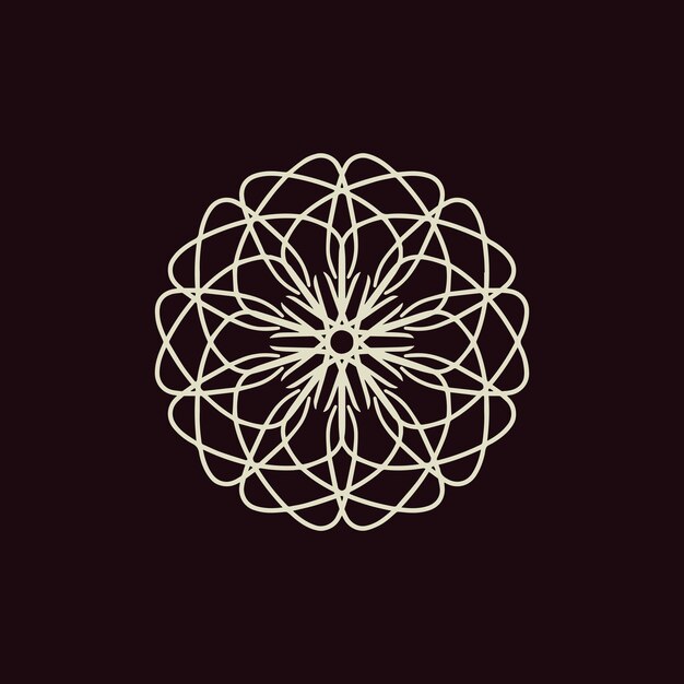 logotipo abstracto de mandala floral gris claro y marrón oscuro adecuado para un elegante adorno de lujo