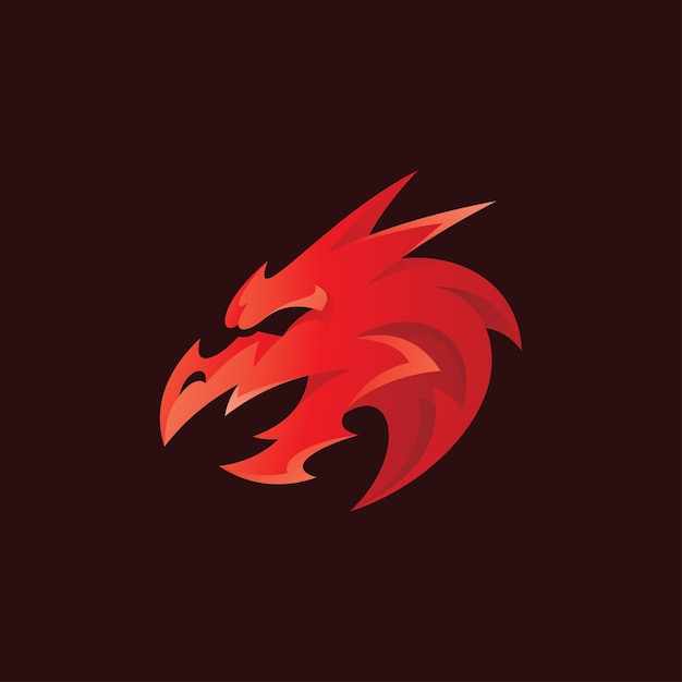 Logotipo abstracto de la mascota de la cabeza del dragón con color degradado