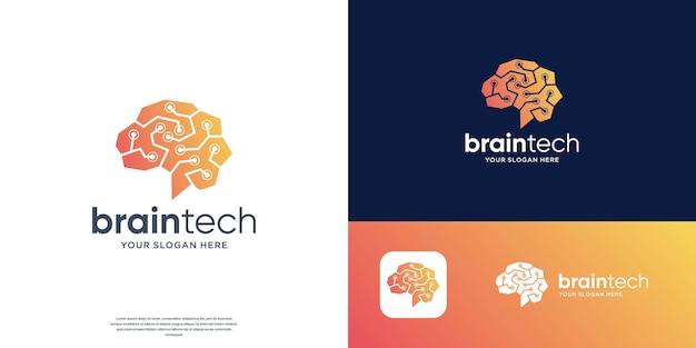 Logotipo abstracto de mente inteligente para el diseño de símbolos de tecnología moderna
