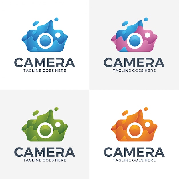 Logotipo abstracto moderno de la cámara con el estilo 3D.